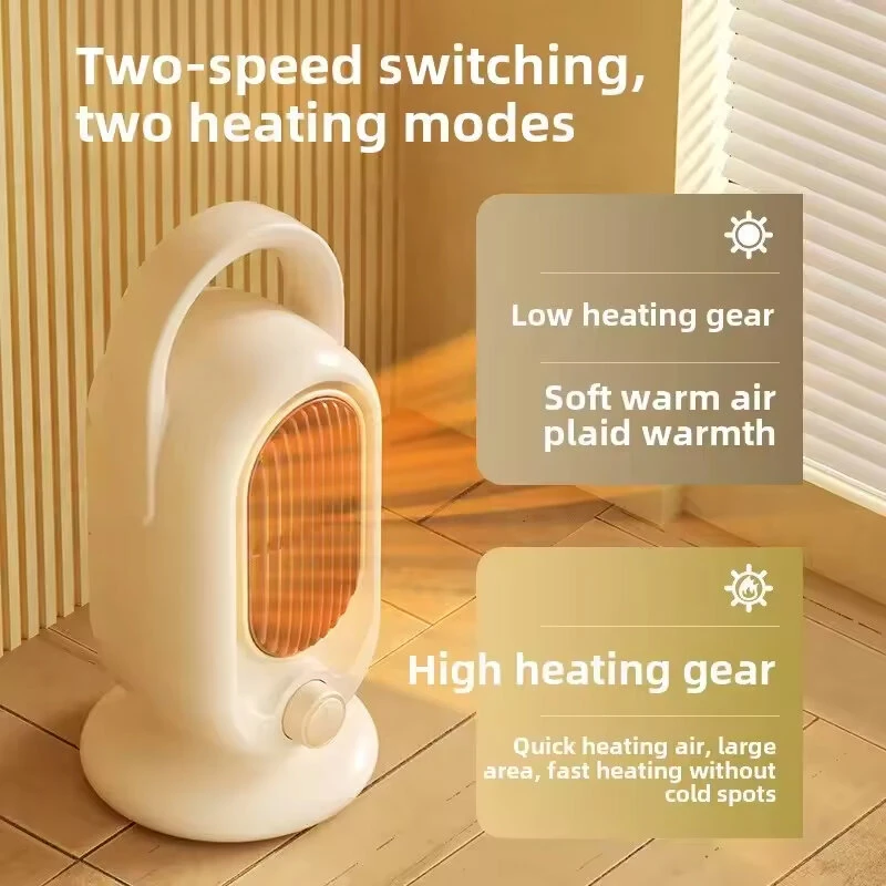 (image for) 1200W Portable Desktop Electric Heater Small PTC Ceramic Heating Vertical High Power Bedroom Household Winter Heater 2 Speed Heating